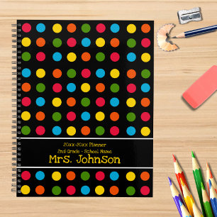 Schwarz Red Blue Green Yellow Orange Polka Dot Planer