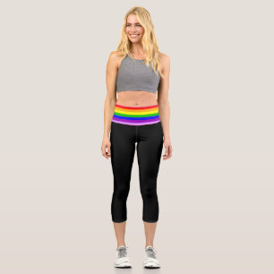 Schwarz-Regenbogen-Hoch Capri Leggings