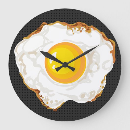 Schwarz Retro Stil Fried Egg Küche Dekoration Große Wanduhr (Vorderseite)