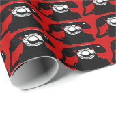 Schwarz-Retro-Telefon Geschenkpapier (Rolleneckpunkt)