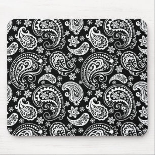 Schwarz-Retro-Verziert-Paisley-Design Mousepad