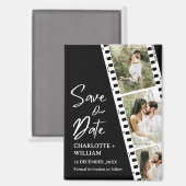 Schwarz Rette unseren Date Foto Booth Wedding Magnet (Vorderseite/Rückseite)
