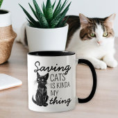 Schwarz Rettend Katzen Katze Lover Tasse