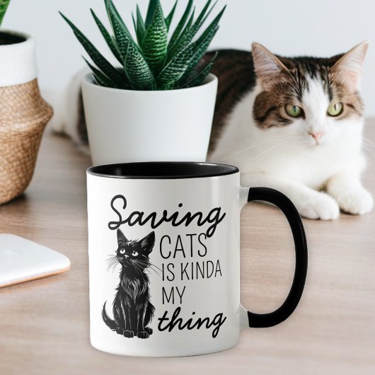 Schwarz Rettend Katzen Katze Lover Tasse