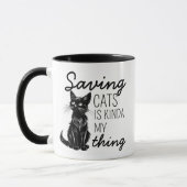Schwarz Rettend Katzen Katze Lover Tasse (Links)