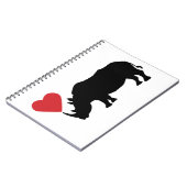Schwarz-Rhino-mit-Herz Notizblock (Linke Seite)