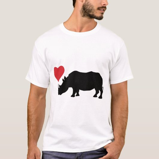 Schwarz-Rhino-mit-Herz T-Shirt (Vorderseite)