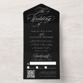 Schwarz-Romantische Wirble Kalligrafie-Hochzeit All In One Einladung (Innen Boden)