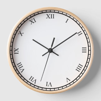 Schwarz römische Zahl und Minute Naturholzrahmen Uhr