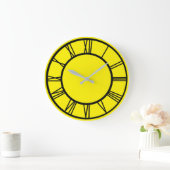 Schwarz römische Zahlen Grenzmuster Rundschau Große Wanduhr (Zuhause)