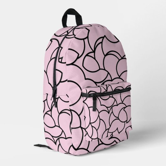 Schwarz/Rosa Abstrakt Bedruckter Rucksack (Rückseitige Ecke links)