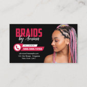 Schwarz-Rosa-Afrika-Haartracht Salon Foto Visitenkarte (Vorderseite)