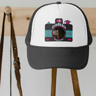 Schwarz-Rosa Aquamarine Vintage Kamera Art Trendy  Truckerkappe