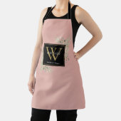 Schwarz Rosa Aquarellgrün Schwarzes Gold Monogramm Schürze (InSitu)