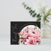 Schwarz-Rosa-Arch Dunkle ästhetische Hochzeit Dankeskarte (Stehend Vorderseite)