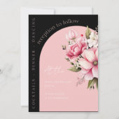 Schwarz-Rosa-Arch Dunkle ästhetische Hochzeit Einladung (Rückseite)