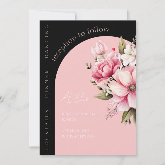 Schwarz-Rosa-Arch Dunkle ästhetische Hochzeit Einladung (Rückseite)