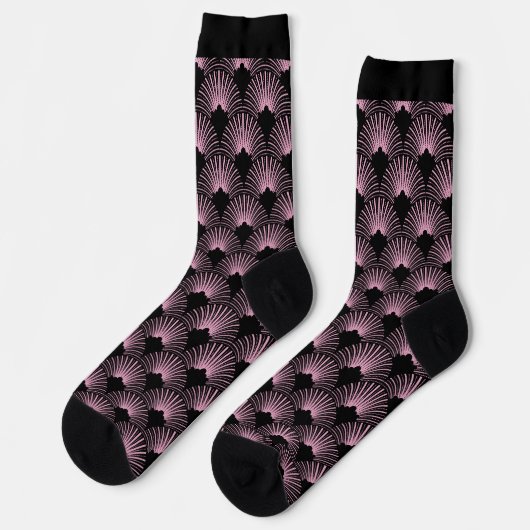 Schwarz-rosa Art-Deco-Muster Socken (Linkes Detail)