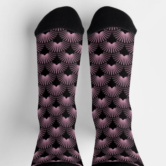 Schwarz-rosa Art-Deco-Muster Socken (Oben)
