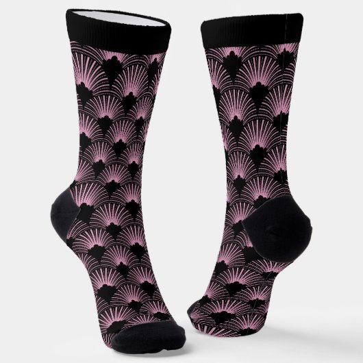 Schwarz-rosa Art-Deco-Muster Socken (Gewinkelt)