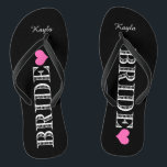 Schwarz/Rosa Badesandalen<br><div class="desc">Fun,  benutzerdefinierte rosa und schwarz Braut Hochzeitsflip Flops.</div>
