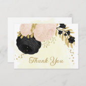 Schwarz-Rosa-Blume, botanische Hochzeit Dankeskarte (Vorne/Hinten)