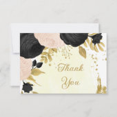 Schwarz-Rosa-Blume, botanische Hochzeit Dankeskarte (Vorderseite)