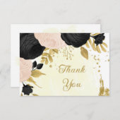 Schwarz-Rosa-Blume, botanische Hochzeit Dankeskarte (Vorne/Hinten)