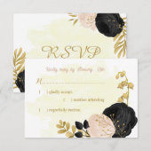 Schwarz-Rosa-Blume, botanische Hochzeit RSVP ca. Karte (Vorne/Hinten)