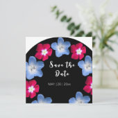 Schwarz-Rosa-Blume Einladung (Stehend Vorderseite)