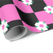 Schwarz-Rosa-Blume Geschenkpapier (Rolleneckpunkt)
