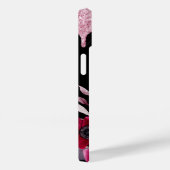 Schwarz-Rosa-Blume Glitzer Tropfen Name Case-Mate iPhone Hülle (Rückseite / Rechts)