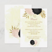 Schwarz-Rosa-Blume Goldfarben-Details der botanisc Begleitkarte (Vorne/Hinten)