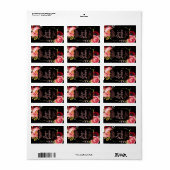 Schwarz-Rosa-Blume Hochzeitslippen-Balken Adressaufkleber (Vorne)