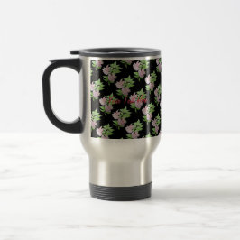 Schwarz-Rosa-Blume im Blumendesign Reisebecher
