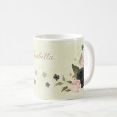 Schwarz-Rosa-Blume Kaffeemaschine Tasse (VorderseiteRechts)