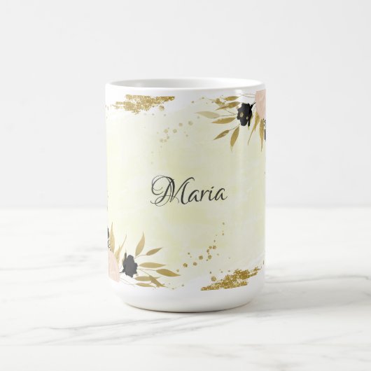 Schwarz-Rosa-Blume Kaffeetasse (Mittel)