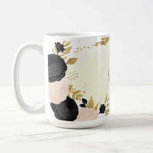 Schwarz-Rosa-Blume Kaffeetasse (Links)