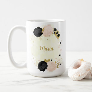 Schwarz-Rosa-Blume Kaffeetasse