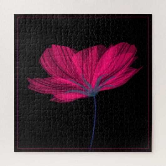 Schwarz-Rosa Blume Klassik Blumenmuseum Puzzle (Vertikal)