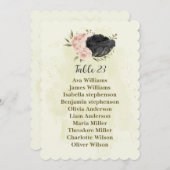 Schwarz-Rosa-Blume Sitzkarte Einladung (Vorne/Hinten)