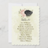 Schwarz-Rosa-Blume Sitzkarte Einladung (Vorderseite)