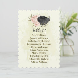 Schwarz-Rosa-Blume Sitzkarte Einladung