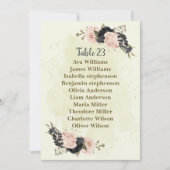 Schwarz-Rosa-Blume Sitzkarte Einladung (Vorderseite)