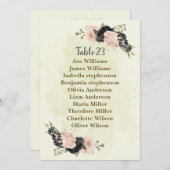 Schwarz-Rosa-Blume Sitzkarte Einladung (Vorne/Hinten)