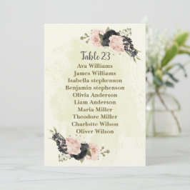 Schwarz-Rosa-Blume Sitzkarte Einladung