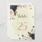Schwarz-Rosa-Blume-Tischnummer Einladung (Vorderseite)