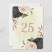Schwarz-Rosa-Blume-Tischnummer Einladung (Vorderseite)