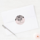 Schwarz-Rosa-Blumenaufkleber Runder Aufkleber (Umschlag)