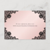 Schwarz-Rosa-Blumenlatte Hochzeitsdetails Begleitkarte (Rückseite)